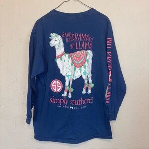 Simply Southern Kids Blue Llama Shirt, youth medium